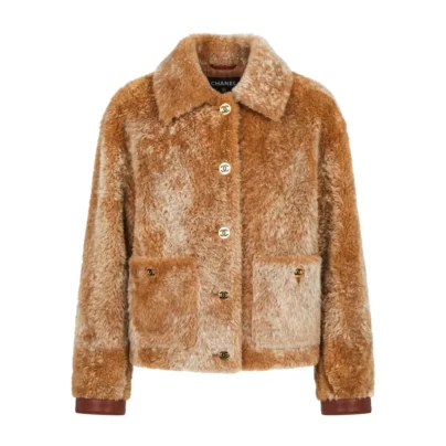 Chanel Shearling Lambskin Beige Jacket Size 38 FR