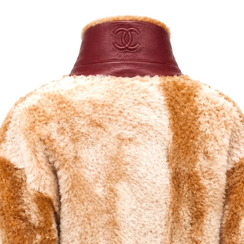 Chanel Shearling Lambskin Beige Jacket Size 38 FR back