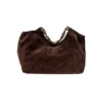 Chanel Small CC Cabas Hobo Bag Dark Brown Suede Gold Hardware