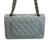 Chanel Small Classic Flap Light Blue Caviar Leather Silver tone Hardware back