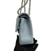 Chanel Small Classic Flap Light Blue Caviar Leather Silver tone Hardware left side