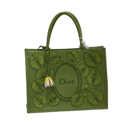 Christian Dior Medium Book Tote Green Dior Water Lily Embroidery