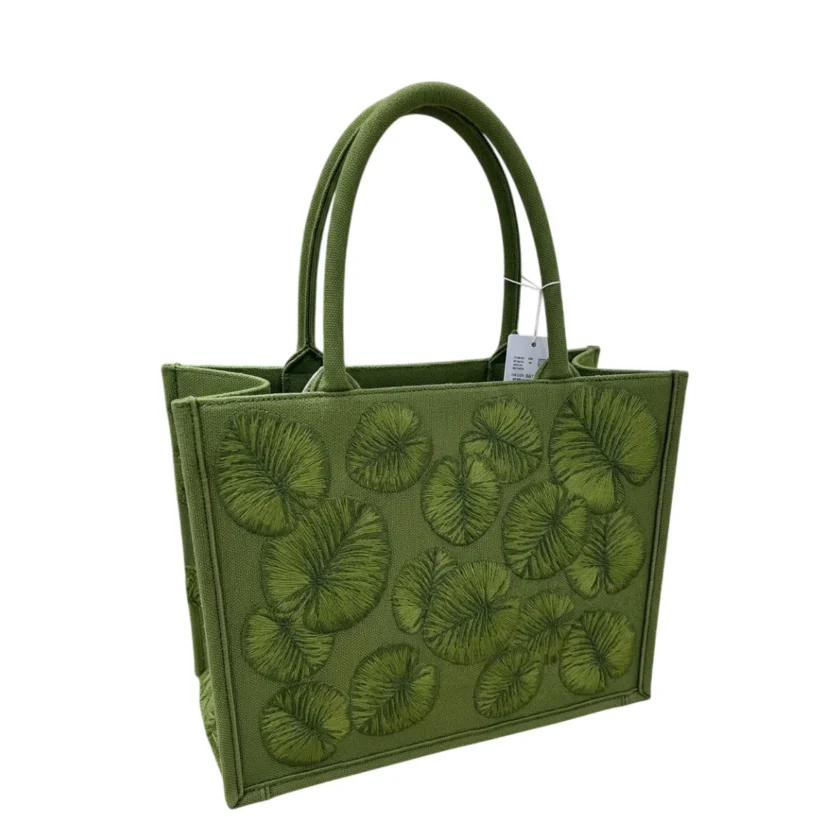 Christian Dior Medium Book Tote Green Dior Water Lily Embroidery back