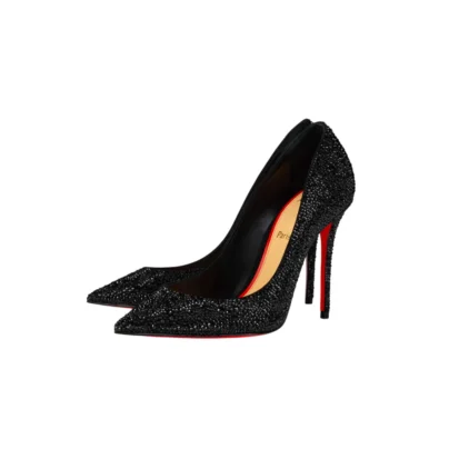 Christian Louboutin La Pigalle Strass Suede 100mm Black Heels
