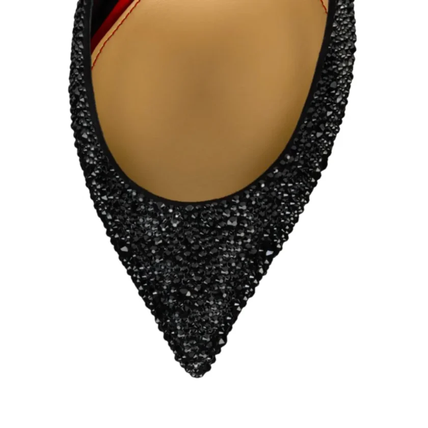 Christian Louboutin La Pigalle Strass Suede 100mm Black Heels pointed toe