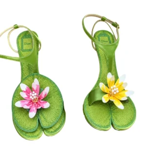 Dior Green Nymphéas Flower AW26 Heeled Sandals Size 38
