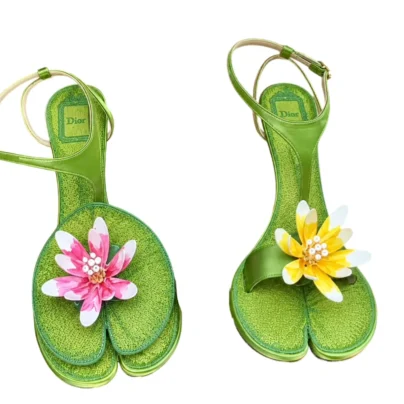 Dior Green Nymphéas Flower AW26 Heeled Sandals Size 38