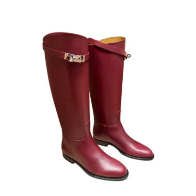 Hermes Jumping Leather Riding Boots Rouge H Box Leather
