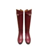 Hermes Jumping Leather Riding Boots Rouge H burgundy Box Leather
