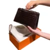 Hermes Kelly Pochette Havane Shiny Alligator Leather Gold Hardware back