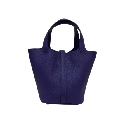 Hermes Picotin 18 Taurillon Clemence purple leather Palladium Hardware