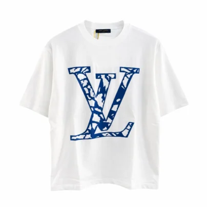 Louis Vuitton Ice Ski Collection White and Blue Short-sleeved T-shirt Size XL