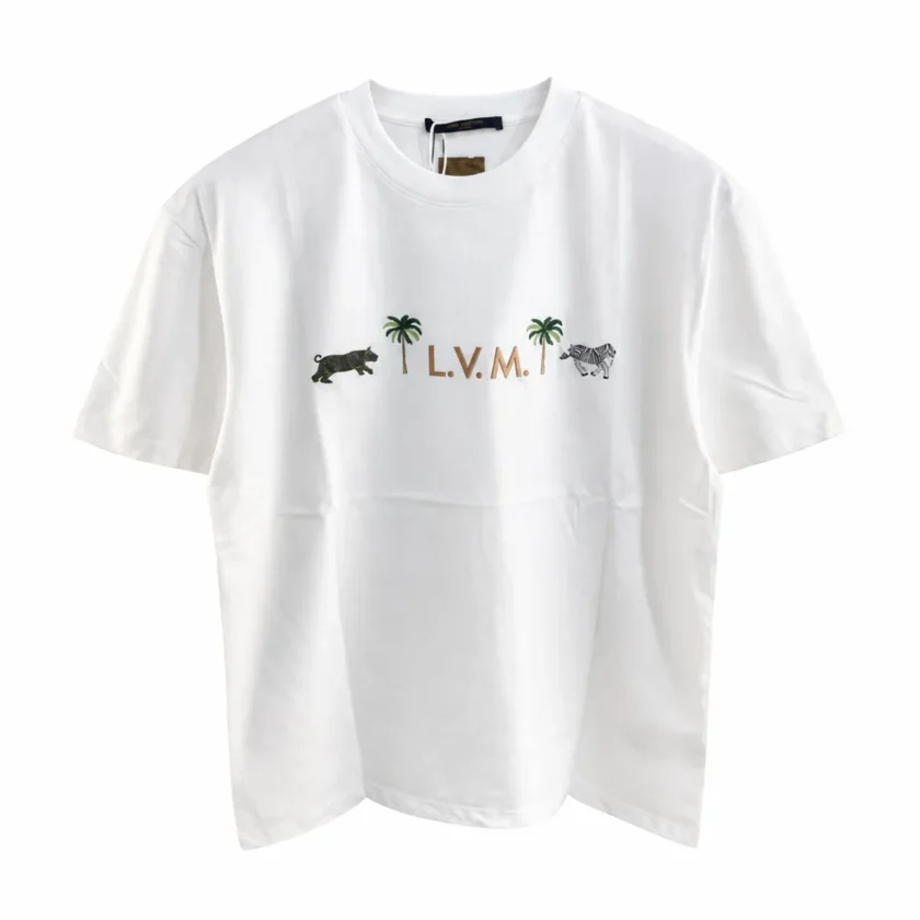Louis Vuitton x The Darjeeling White Short sleeved embroidered crewneck t shirt Size L