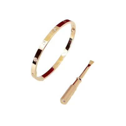 New Cartier Love Bracelet 6 Diamonds and 18k Yellow Gold Size 16