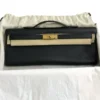 New Hermes Kelly Cut Clutch Bag Black Swift Leather Gold Hardware