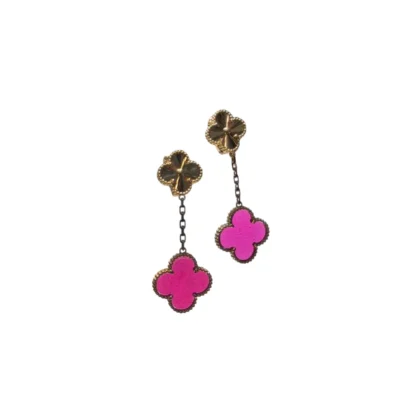 Van Cleef & Arpels Magic Alhambra 2 Motifs Earrings Pink Enamel