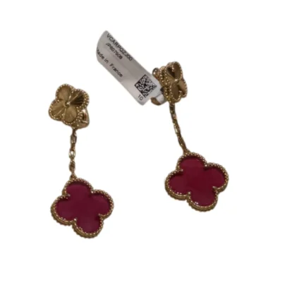 Van Cleef & Arpels Magic Alhambra 2 Motifs Pink Enamel Earrings
