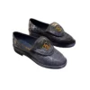 2026 Chanel Dark Grey Crocodile Embossed Patent Calfskin Loafers G45474
