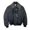 Bottega Veneta Intrecciato Collar Blouson Bomber Jacket in black nylon