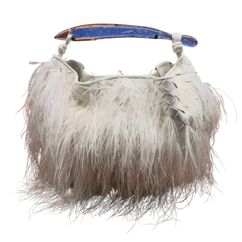Bottega Veneta Limited Edition Murano Glass Ostrich Feather Intrecciato Sardine Bag