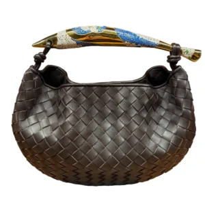 Bottega Veneta Sardine Top Handle Bag Intrecciato Leather Bitter Chocolate