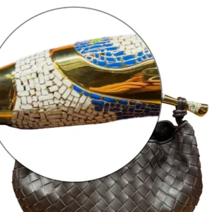 Bottega Veneta Sardine Top Handle Bag Intrecciato Leather Bitter Chocolate Gold tone hardware