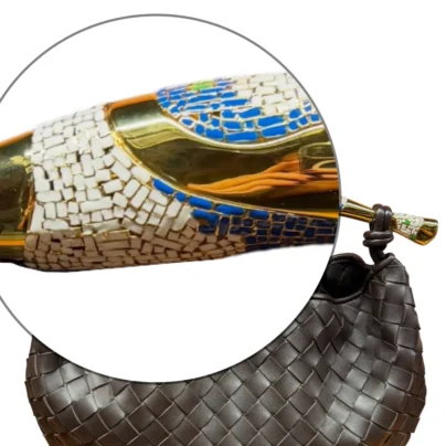 Bottega Veneta Sardine Top Handle Bag Intrecciato Leather Bitter Chocolate Gold tone hardware