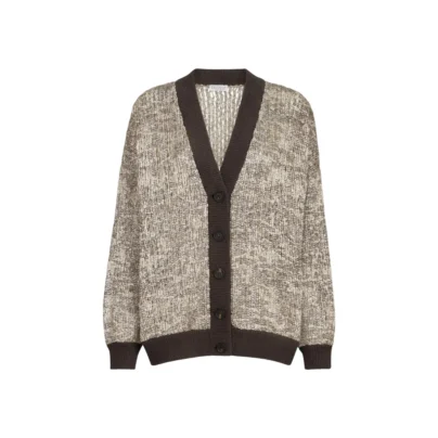 Brunello Cucinelli Dazzling Craquelé Embroidery Cardigan