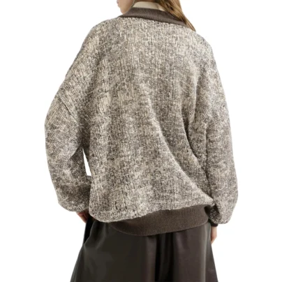 Brunello Cucinelli Dazzling Craquelé Embroidery Cardigan back