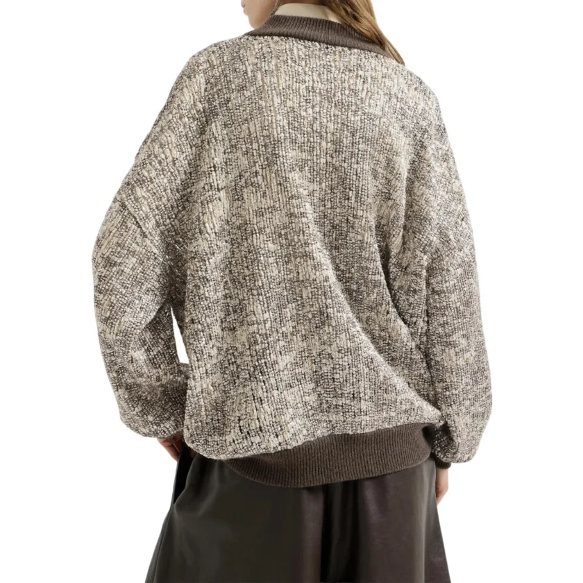 Brunello Cucinelli Dazzling Craquelé Embroidery Cardigan back