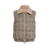 Brunello Cucinelli Reversible Monili Down Vest with Leather Collar Camel Brown