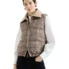 Brunello Cucinelli Reversible Monili Down Vest with Leather Collar Camel Brown reverse front