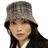 Brunello Cucinelli Sequin Checked Wool Bucket Hat Brown