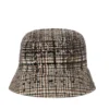 Brunello Cucinelli Sequin Checked Wool Bucket Hat Brown Plaid