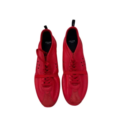 Celine Ultra Red Soft Sneaker in Stretch Lambskin and Suede Calfskin