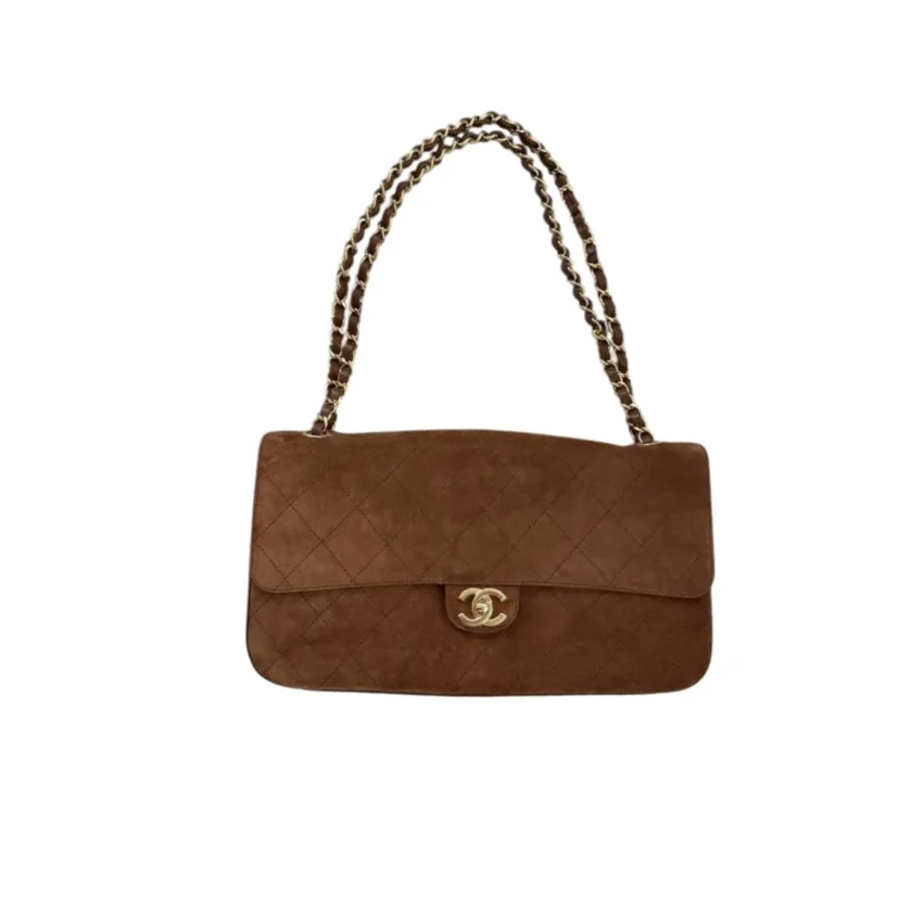 Chanel 2026 Souplissimo Maxi Flap Bag Brown Suede Gold Hardware