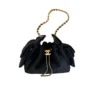 Chanel 25 Mini Hobo Handbag Black Pony Hair Lambskin Gold Hardware
