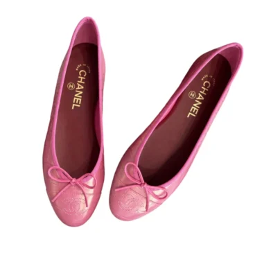 Chanel Ballet Flats 2026 Pink Iridescent Crocodile Embossed Leather 39 FR