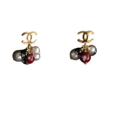 Chanel CC Multicolor Pearl Cluster Pendant Earrings FW2026