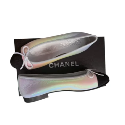 Chanel Iridescent Rainbow Lambskin Cap Toe Ballerina Ballet Flats FW26 Size 38FR