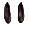 Chanel Lambskin Cap Toe CC Ballerina Flats Burgundy Black 39 FR
