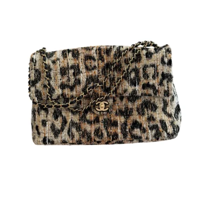 Chanel Maxi Flap Bag Leopard Print Tweed Brown Black Mixed Fibers 2026 Metiers D'Art