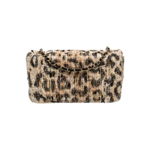 Chanel Maxi Flap Souplissimo Leopard Print Tweed Brown Black Mixed Fibers back