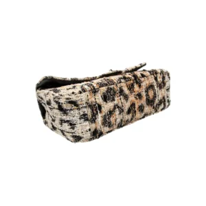 Chanel Maxi Flap Souplissimo Leopard Print Tweed Brown Black Mixed Fibers bottom
