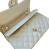 Chanel Medium Classic Flap Light Blue Caviar Leather Light Gold tone Hardware interior flap