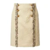 Chanel Off White Wool Skirt with Hand Embroidered Braiding and Jewelled Buttons