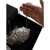 Chanel Oyster Minaudiere Silver Evening Bag Metiers D'Art 2026 Silver tone metal and gold tone metal