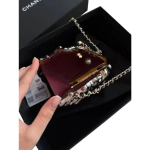 Chanel Oyster Minaudiere Silver Evening Bag Metiers D'Art 2026 interior