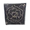 Chanel Pearl Camellia Black Silk Twill Square Scarf