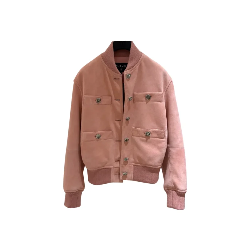 Chanel Sherbet Pink Suede Lambskin Bomber Jacket Fall Winter 2026 Collection 36FR 1